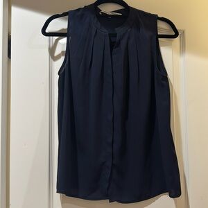 COLLECTIVE CONCEPTS Womens Navy Blue VNeck Button up XS Sleeveless Blouse